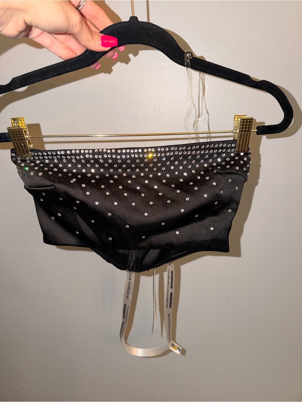 Black Rhinestone-Trim Top